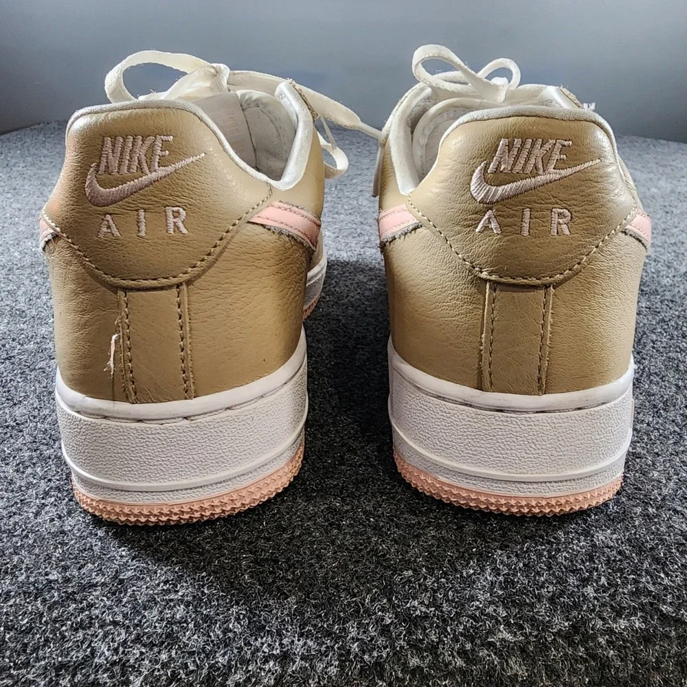 Nike Air Force 1 Low Khaki Pink Tan Leather Sneakers‎ Women 8.5